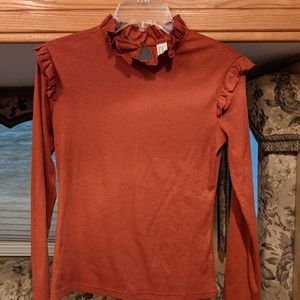 NWOT red rust XS long sleeve top